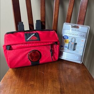 VTG Cannondale Bike Seat Bag RED Nylon Saddle + new combination travel lock